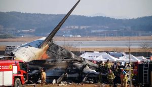 Firefighters carry out rescue operations on an aircraft which drove off the runway at Muan International Airport in Muan, South Jeolla Province, South Korea, December 29, 2024. — Reuters